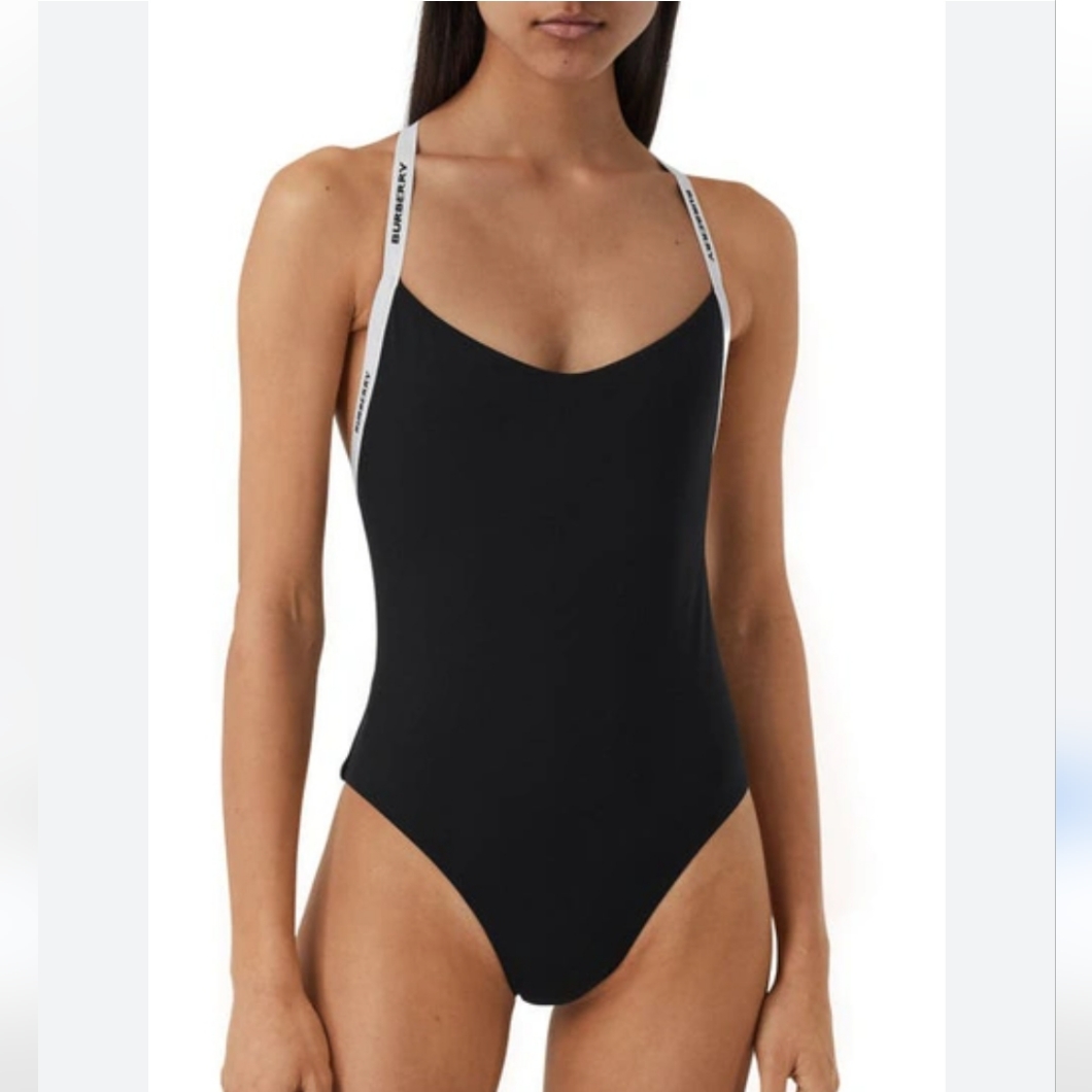 Burberry Alagnon Logo Strap Tape One Piece Swimsuit Xs
